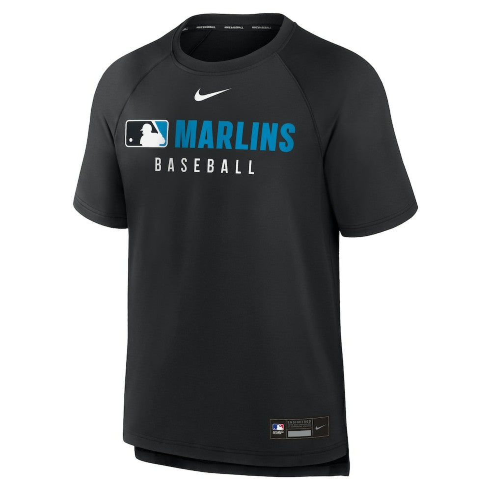 Miami Marlins Nike Authentic Collection Pregame Raglan Dri-FIT T-Shirt - Black T-shirts