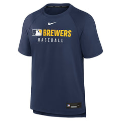 Milwaukee Brewers Nike Authentic Collection Pregame Raglan Dri-FIT T-Shirt - Navy T-shirts
