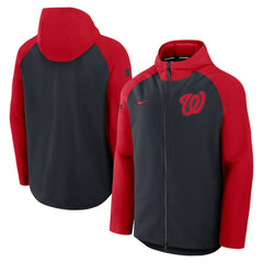 Washington Nationals Nike Authentic Collection Raglan Performance Full-Zip Jacket - Navy/Red Jackets