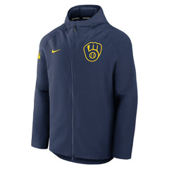 Milwaukee Brewers Nike Authentic Collection Raglan Performance Full-Zip Jacket - Navy Jackets