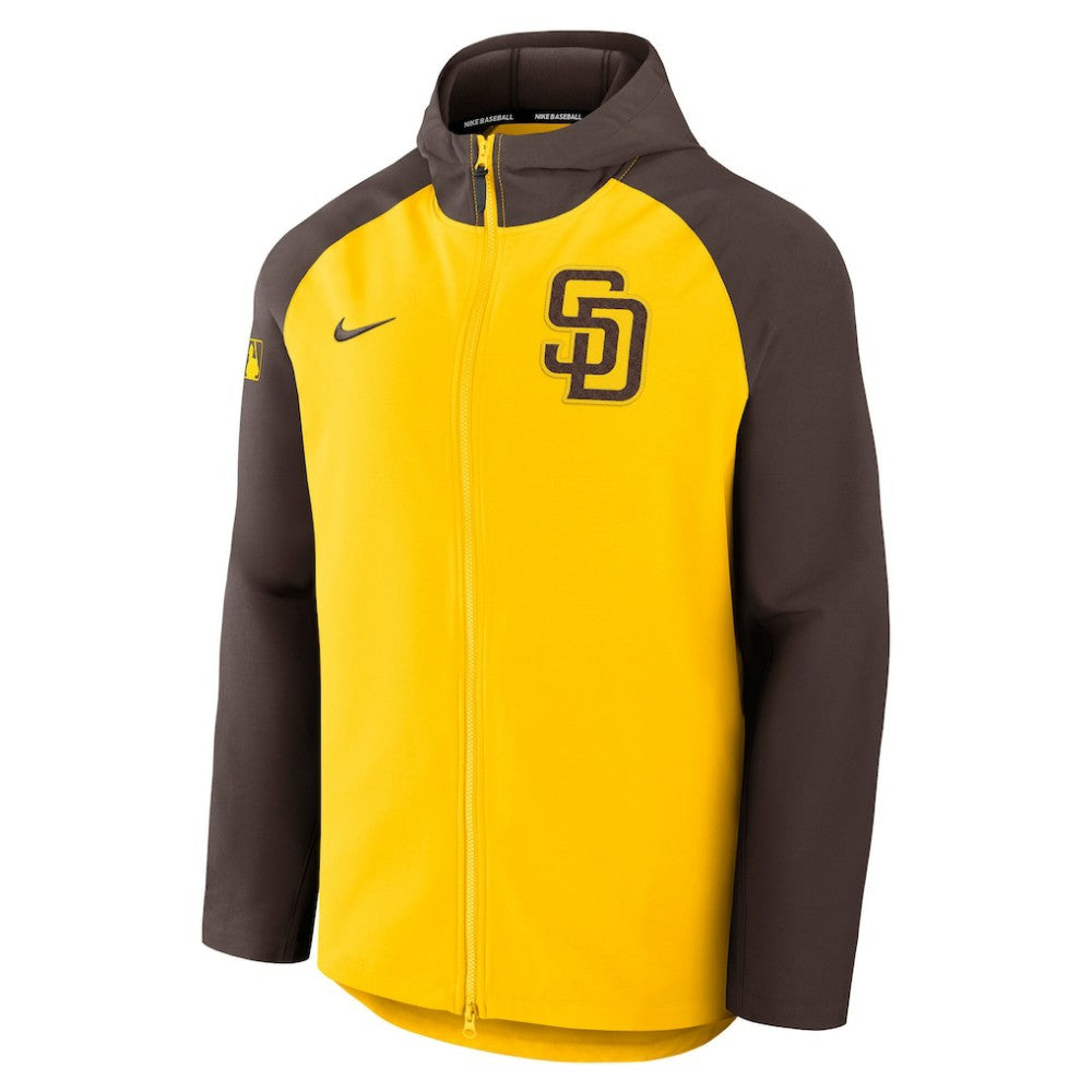 San Diego Padres Nike Authentic Collection Raglan Performance Full-Zip Jacket - Gold/Brown Jackets