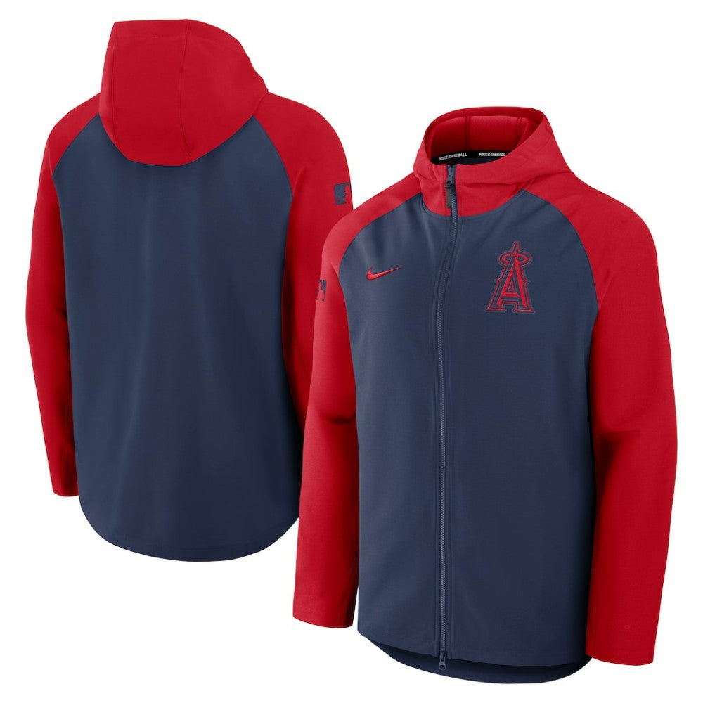 Los Angeles Angels Nike Authentic Collection Raglan Performance Full-Zip Jacket - Navy/Red Jackets