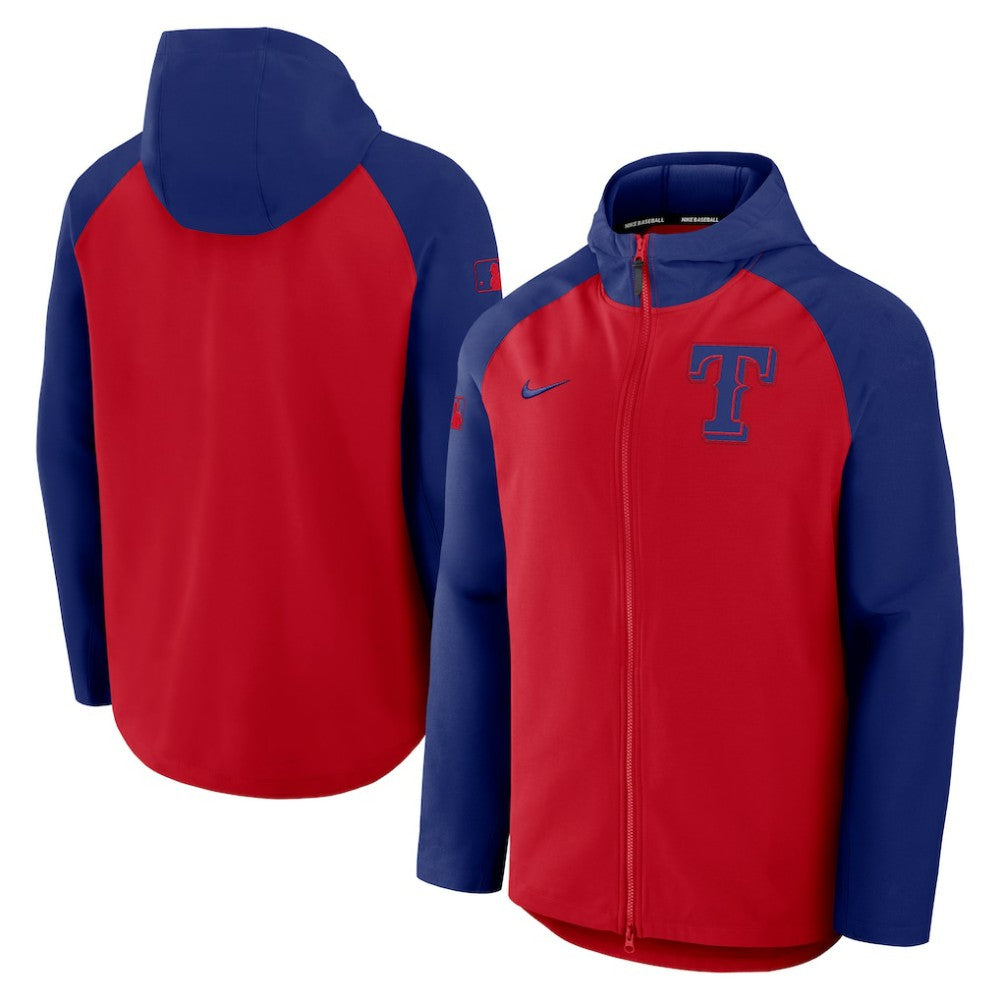 Texas Rangers Nike Authentic Collection Raglan Performance Full-Zip Jacket - Red/Royal Jackets