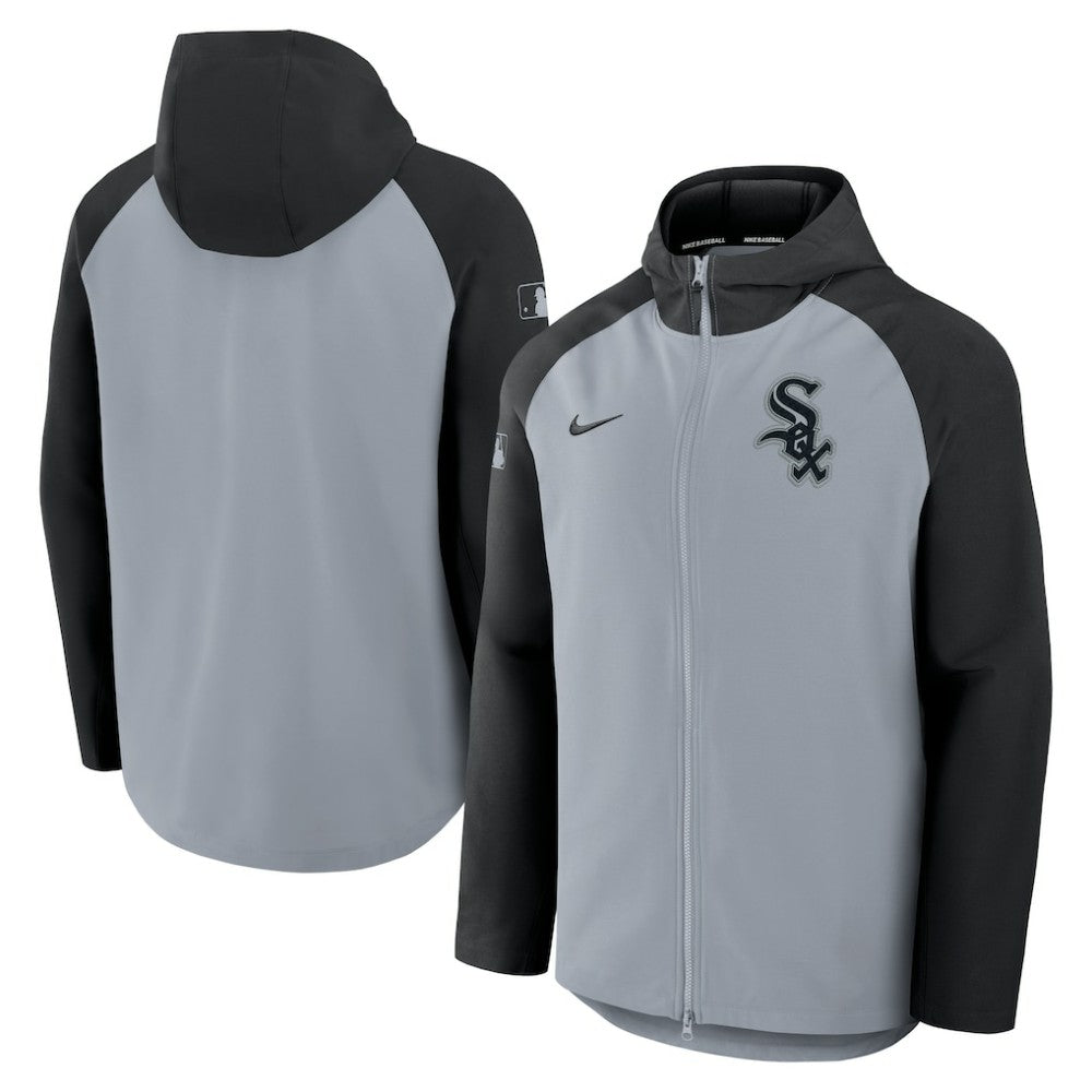 Chicago White Sox Nike Authentic Collection Raglan Performance Full-Zip Jacket - Gray/Black Jackets