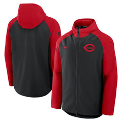 Cincinnati Reds Nike Authentic Collection Raglan Performance Full-Zip Jacket - Black/Red Jackets