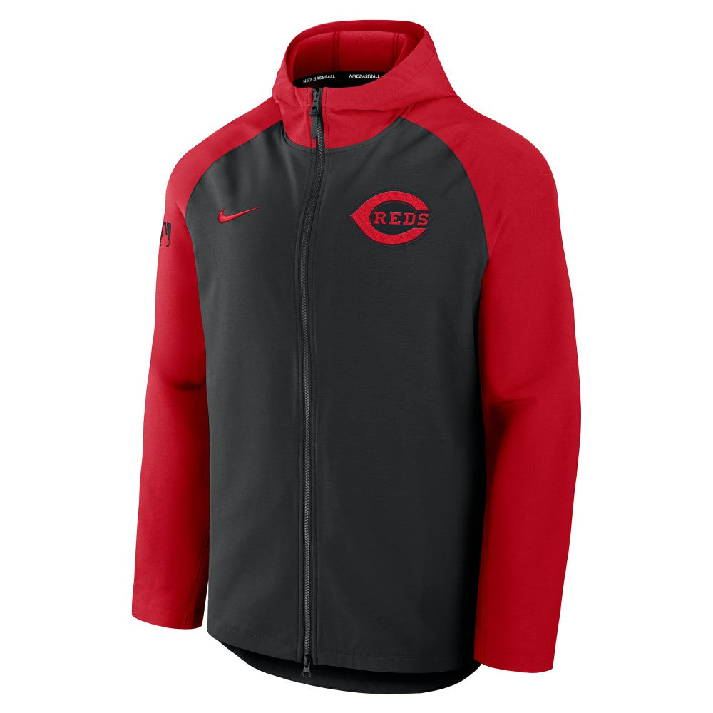 Cincinnati Reds Nike Authentic Collection Raglan Performance Full-Zip Jacket - Black/Red Jackets