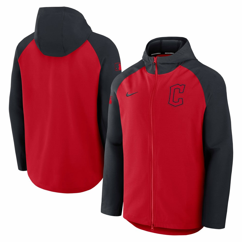 Cleveland Guardians Nike Authentic Collection Raglan Performance Full-Zip Jacket - Red/Navy Jackets