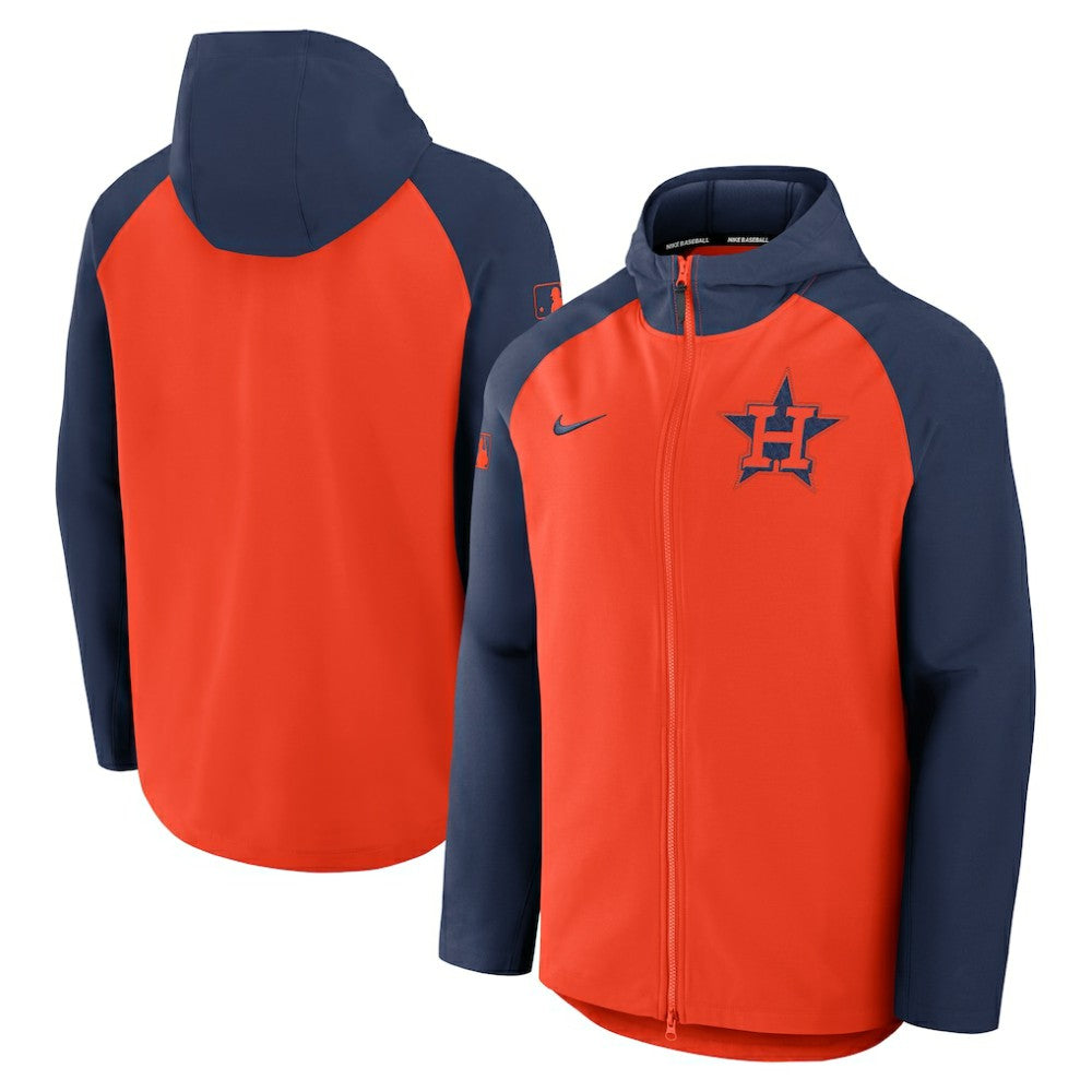 Houston Astros Nike Authentic Collection Raglan Performance Full-Zip Jacket - Orange/Navy Jackets