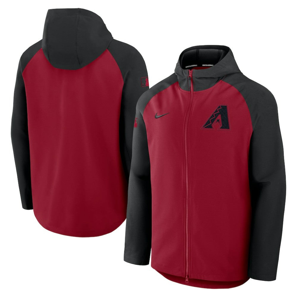 Arizona Diamondbacks Nike Authentic Collection Raglan Performance Full-Zip Jacket - Red/Black Jackets