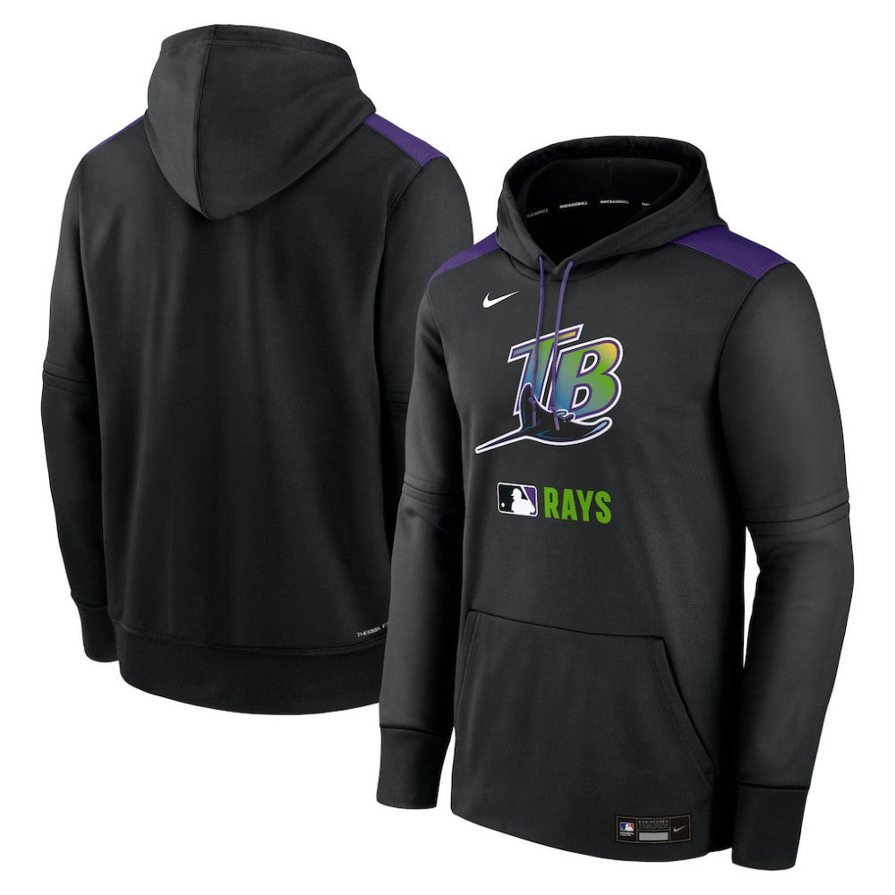 Tampa Bay Rays Nike Authentic Collection Performance Pullover Hoodie - Black Hoodies