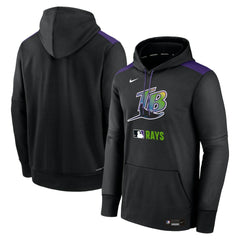 Tampa Bay Rays Nike Authentic Collection Performance Pullover Hoodie - Black Hoodies