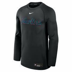 Miami Marlins Nike Authentic Collection Game Time Raglan Dri-FIT Long Sleeve T-Shirt - Black T-shirts