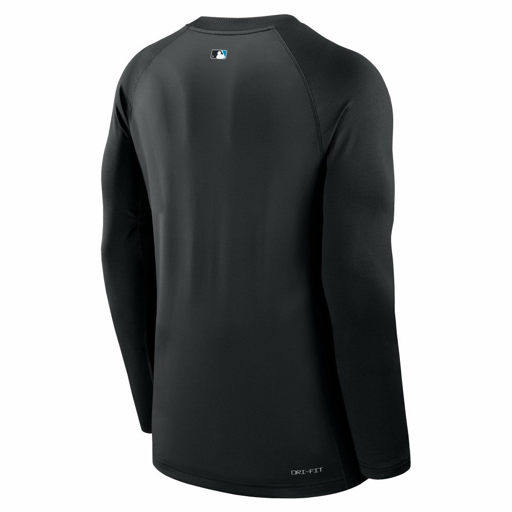 Miami Marlins Nike Authentic Collection Game Time Raglan Dri-FIT Long Sleeve T-Shirt - Black T-shirts