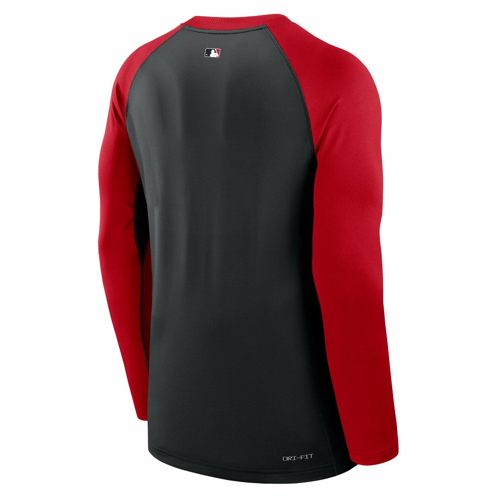 Cincinnati Reds Nike Authentic Collection Game Time Raglan Dri-FIT Long Sleeve T-Shirt - Black/Red T-shirts