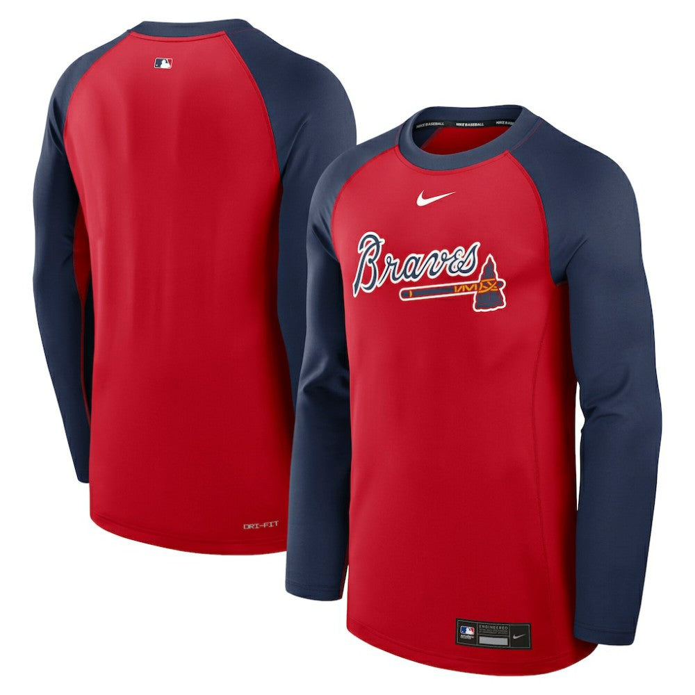 Atlanta Braves Nike Authentic Collection Game Time Raglan Dri-FIT Long Sleeve T-Shirt - Red/Navy T-shirts