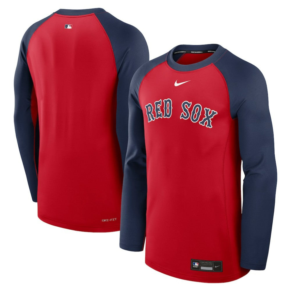 Boston Red Sox Nike Authentic Collection Game Time Raglan Dri-FIT Long Sleeve T-Shirt - Red/Navy T-shirts