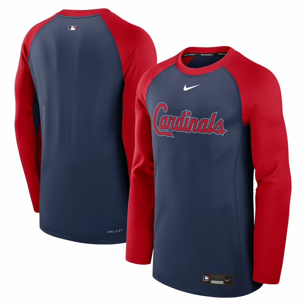 St. Louis Cardinals Nike Authentic Collection Game Time Raglan Dri-FIT Long Sleeve T-Shirt - Navy/Red T-shirts