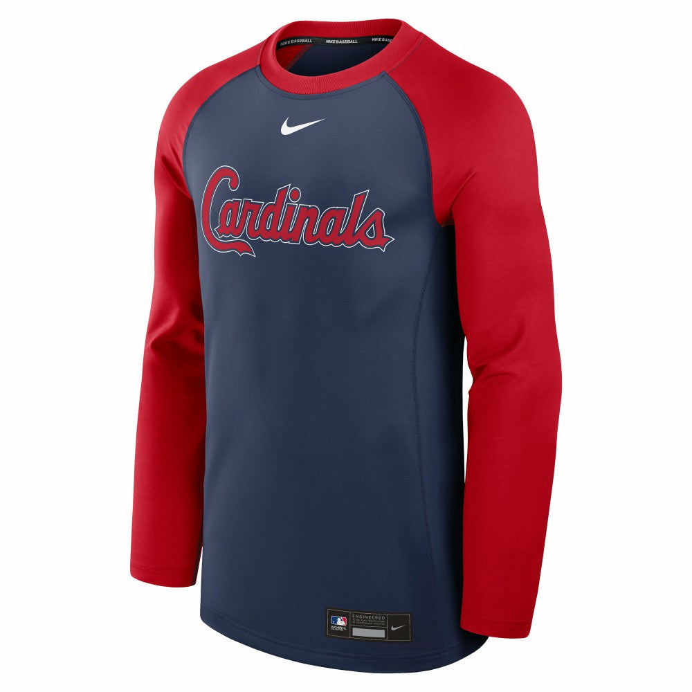 St. Louis Cardinals Nike Authentic Collection Game Time Raglan Dri-FIT Long Sleeve T-Shirt - Navy/Red T-shirts