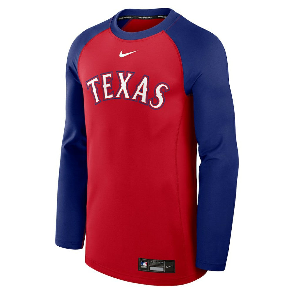 Texas Rangers Nike Authentic Collection Game Time Raglan Dri-FIT Long Sleeve T-Shirt - Red/Royal T-shirts