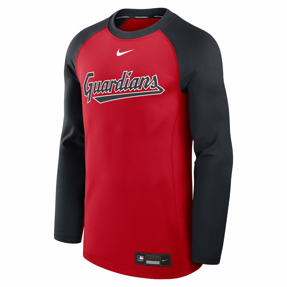Cleveland Guardians Nike Authentic Collection Game Time Raglan Dri-FIT Long Sleeve T-Shirt - Red/Navy T-shirts