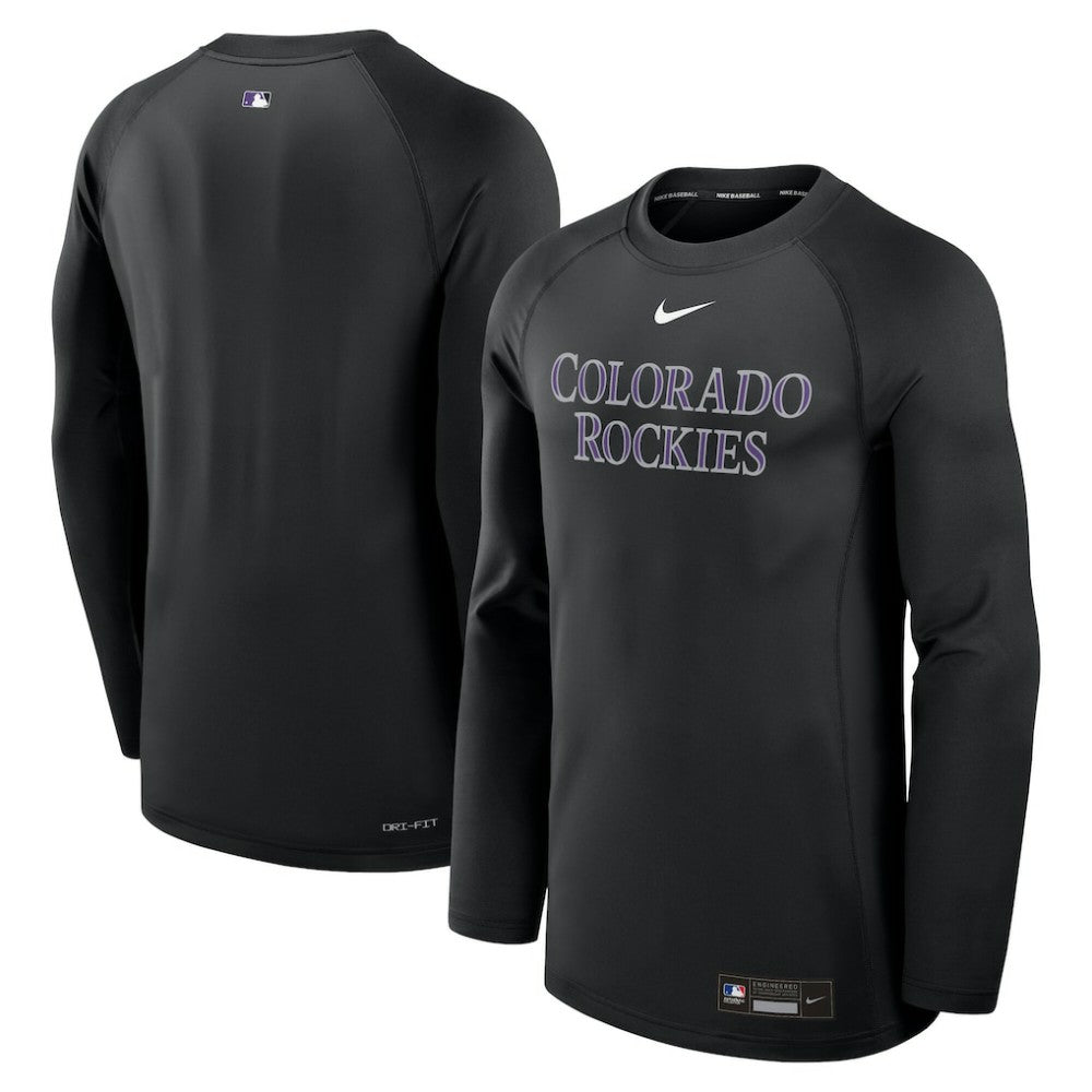 Colorado Rockies Nike Authentic Collection Game Time Raglan Dri-FIT Long Sleeve T-Shirt - Black T-shirts