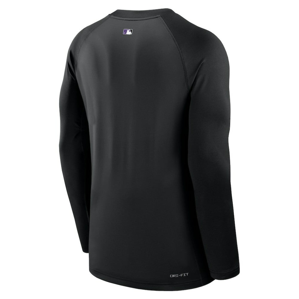 Colorado Rockies Nike Authentic Collection Game Time Raglan Dri-FIT Long Sleeve T-Shirt - Black T-shirts