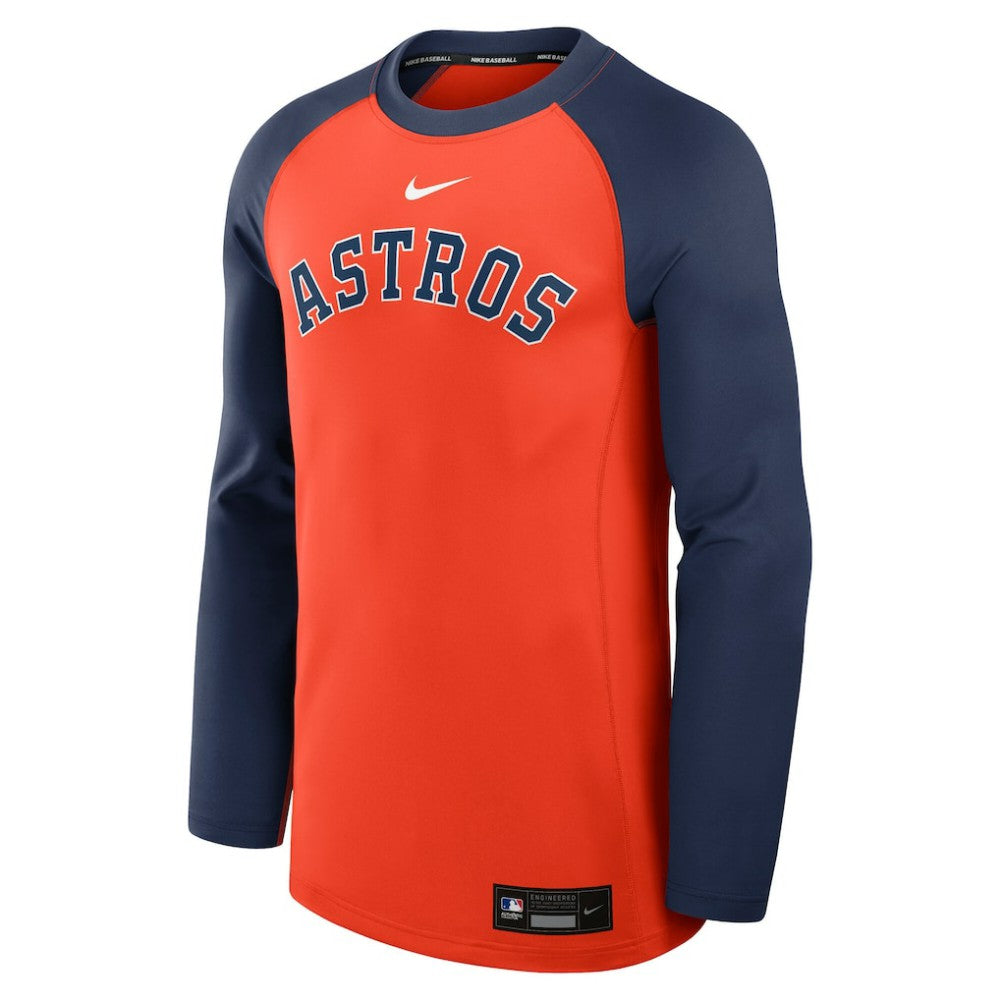 Houston Astros Nike Authentic Collection Game Time Raglan Dri-FIT Long Sleeve T-Shirt - Orange/Navy T-shirts