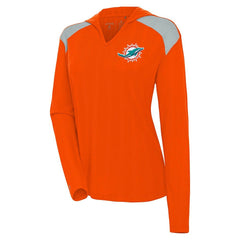 Miami Dolphins Antigua Women's Opulent Long Sleeve Hoodie T-Shirt Orange