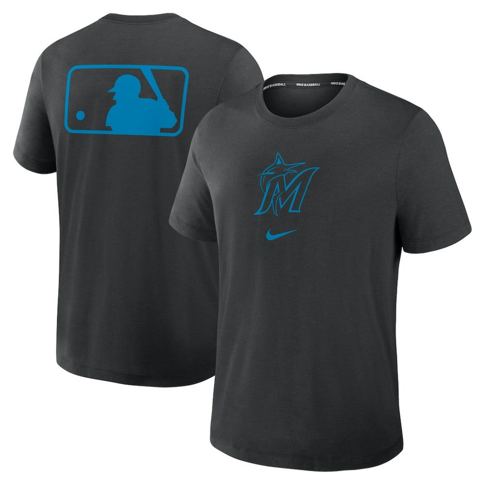 Miami Marlins Nike Authentic Collection Early Work Tri-Blend Dri-FIT T-Shirt - Black T-shirts