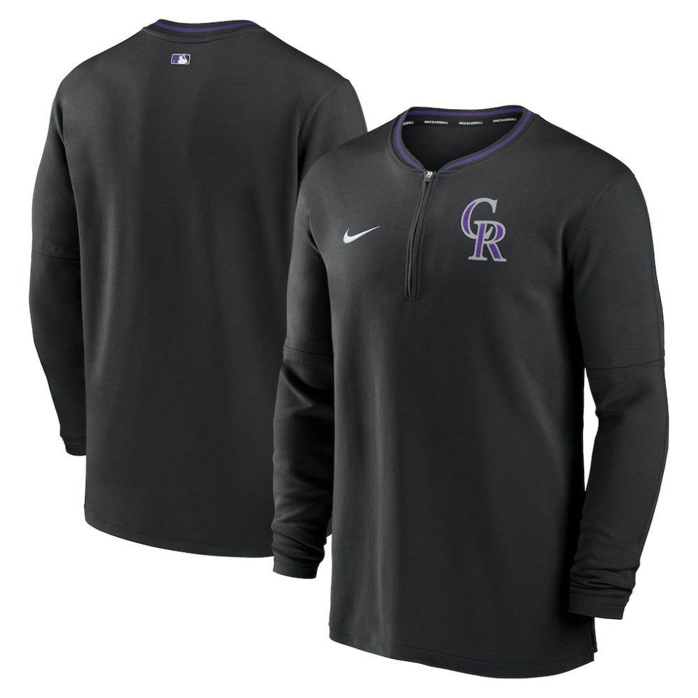 Colorado Rockies Nike Authentic Collection Performance Half-Zip Top - Black Tops