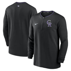 Colorado Rockies Nike Authentic Collection Performance Half-Zip Top - Black Tops