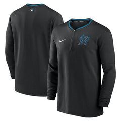 Miami Marlins Nike Authentic Collection Performance Half-Zip Top - Black Tops