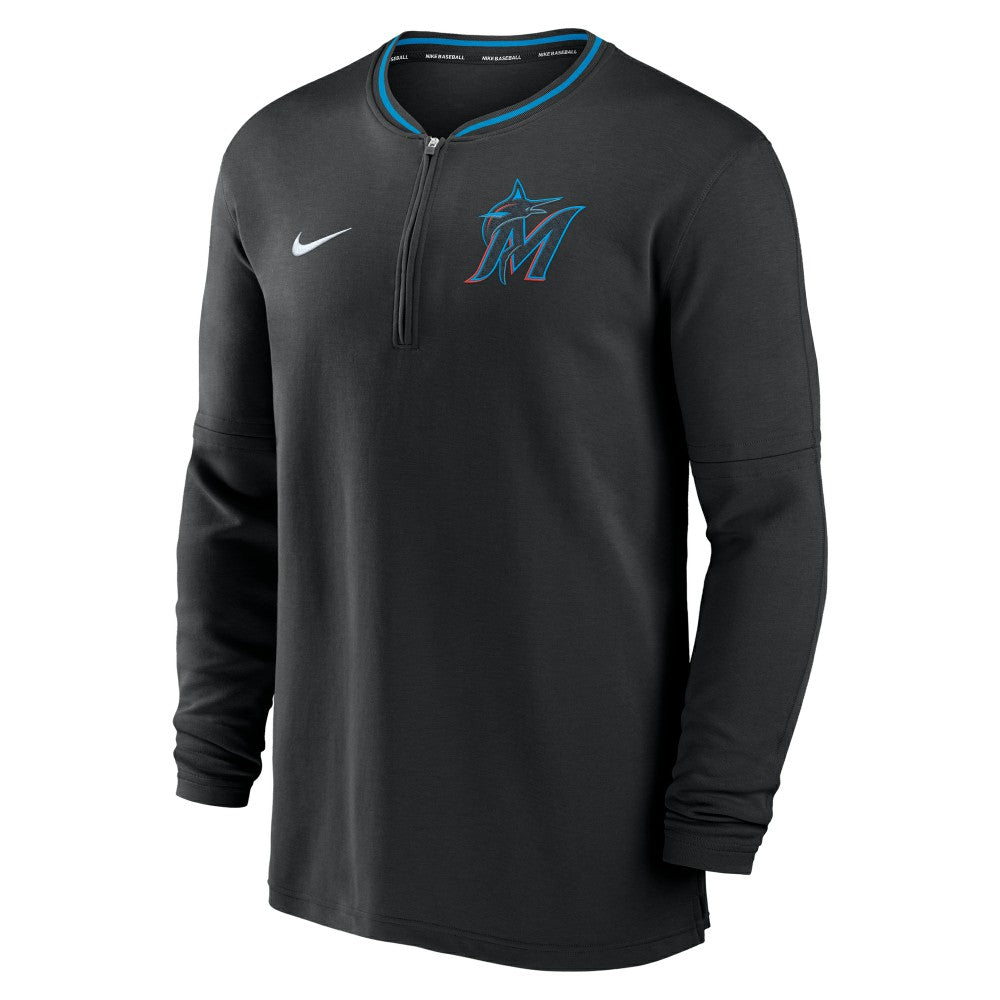 Miami Marlins Nike Authentic Collection Performance Half-Zip Top - Black Tops