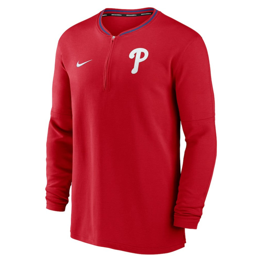 Philadelphia Phillies Nike Authentic Collection Performance Half-Zip Top - Red Tops