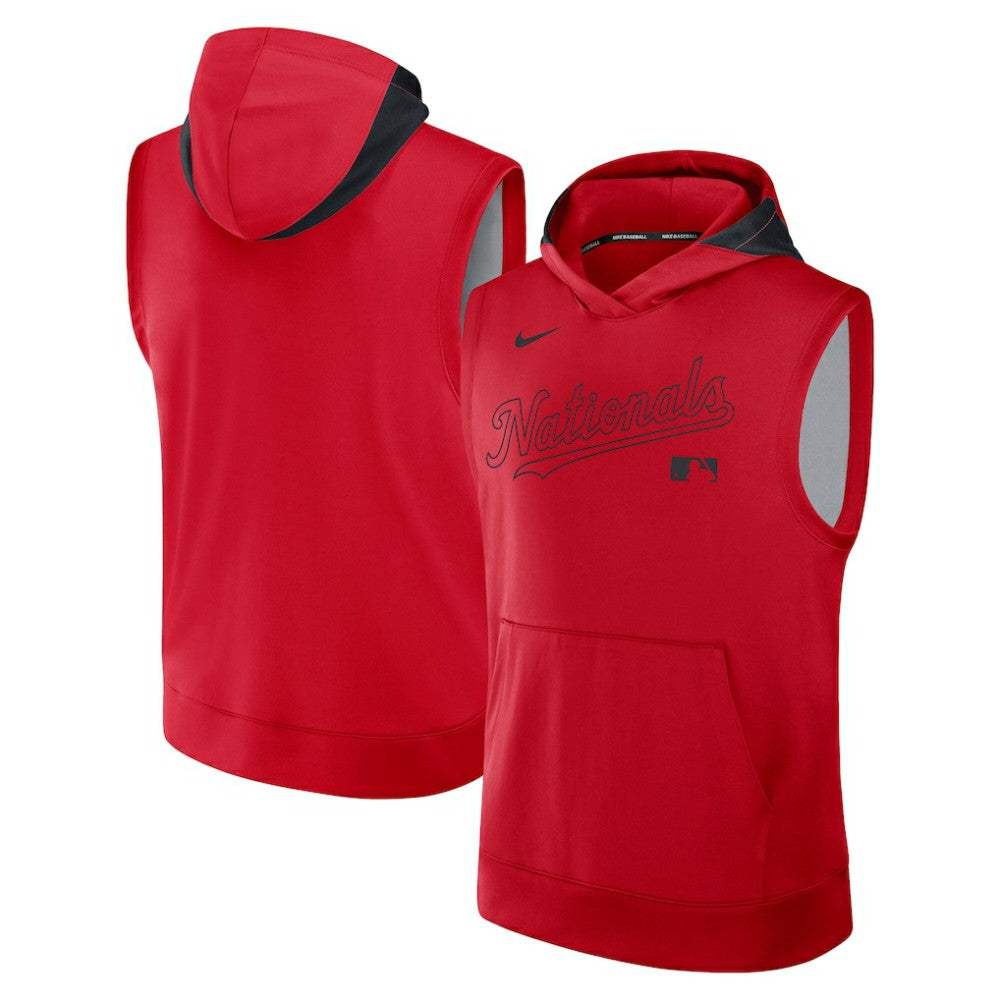 Washington Nationals Nike Authentic Collection Dri-FIT Sleeveless Hoodie - Red Hoodies
