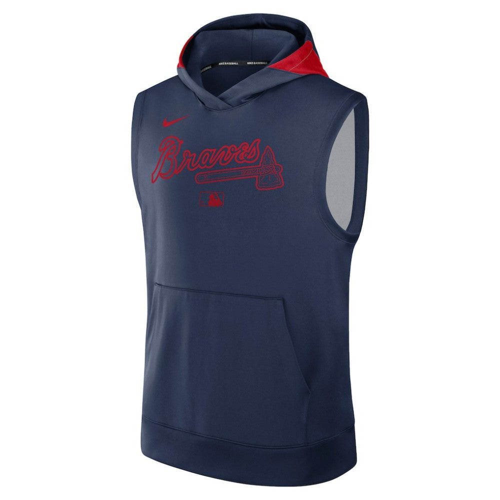 Atlanta Braves Nike Authentic Collection Dri-FIT Sleeveless Hoodie - Navy Hoodies