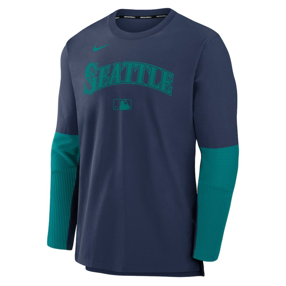 Seattle Mariners Nike Authentic Collection Player Dri-FIT Lightweight Pullover  - Navy/Teal Pullover