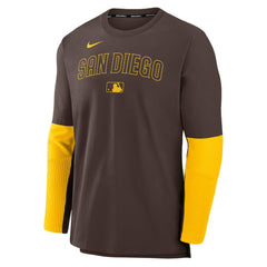 San Diego Padres Nike Authentic Collection Player Dri-FIT Lightweight Pullover  - Brown/Gold Pullover