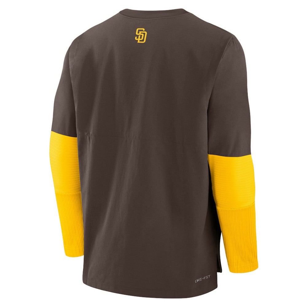 San Diego Padres Nike Authentic Collection Player Dri-FIT Lightweight Pullover  - Brown/Gold Pullover