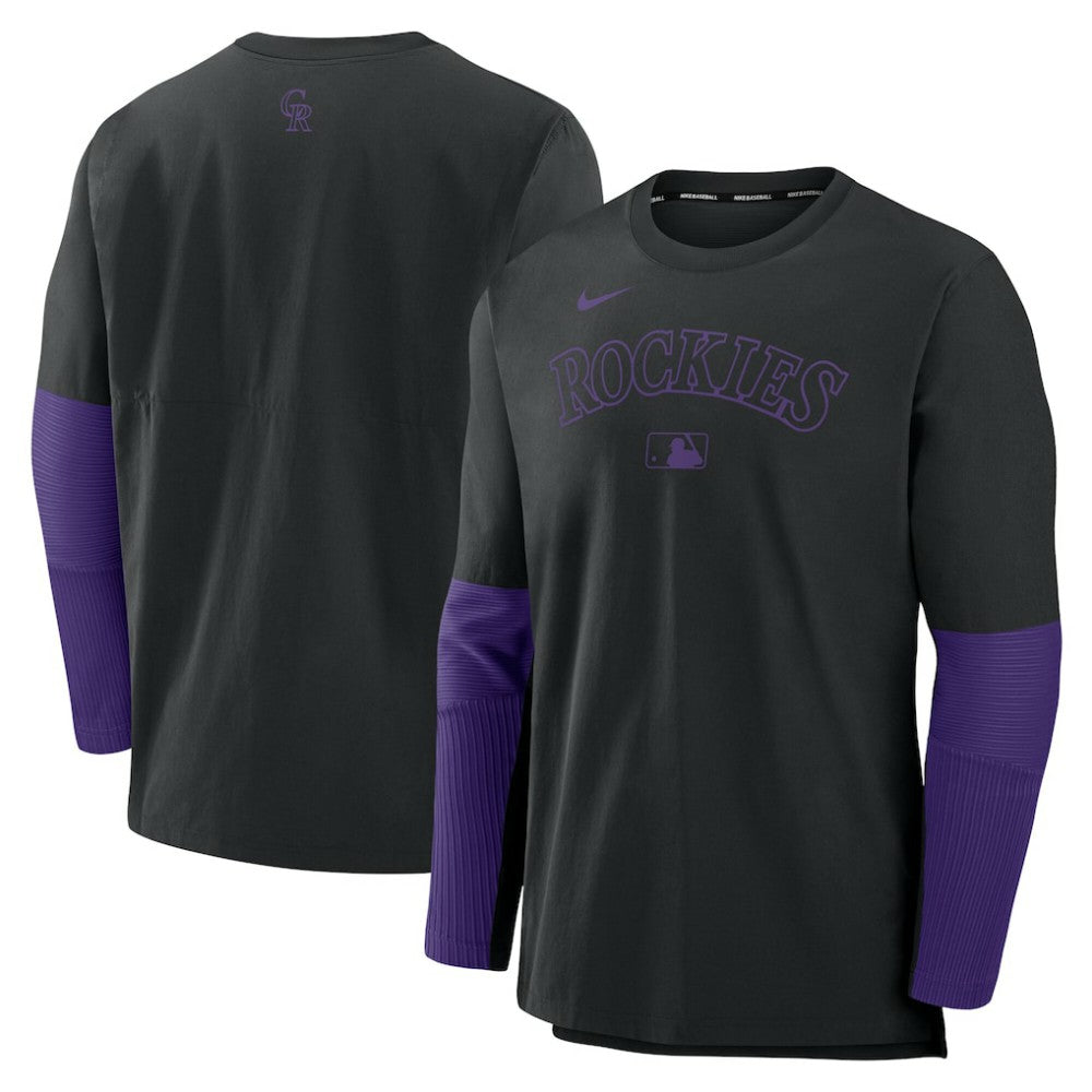 Colorado Rockies Nike Authentic Collection Player Dri-FIT Lightweight Pullover  - Black/Purple Pullover