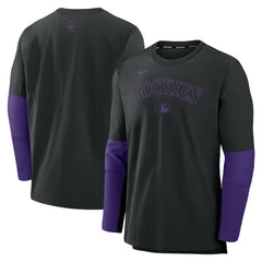 Colorado Rockies Nike Authentic Collection Player Dri-FIT Lightweight Pullover  - Black/Purple Pullover