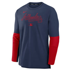 Atlanta Braves Nike Authentic Collection Player Dri-FIT Lightweight Pullover  - Navy/Red Pullover