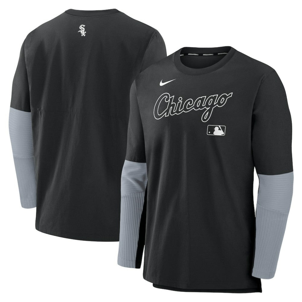 Chicago White Sox Nike Authentic Collection Player Dri-FIT Lightweight Pullover  - Black/Gray Pullover