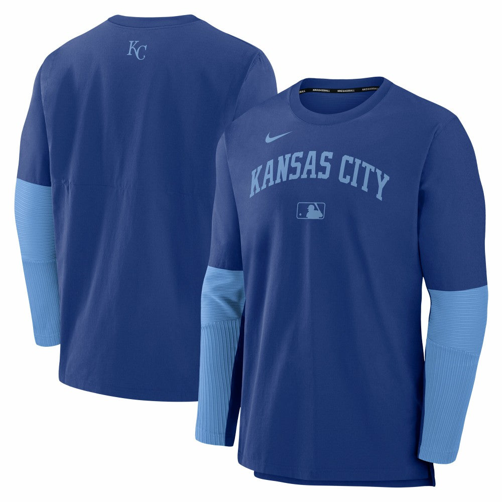 Kansas City Royals Nike Authentic Collection Player Dri-FIT Lightweight Pullover  - Royal/Light Blue Pullover