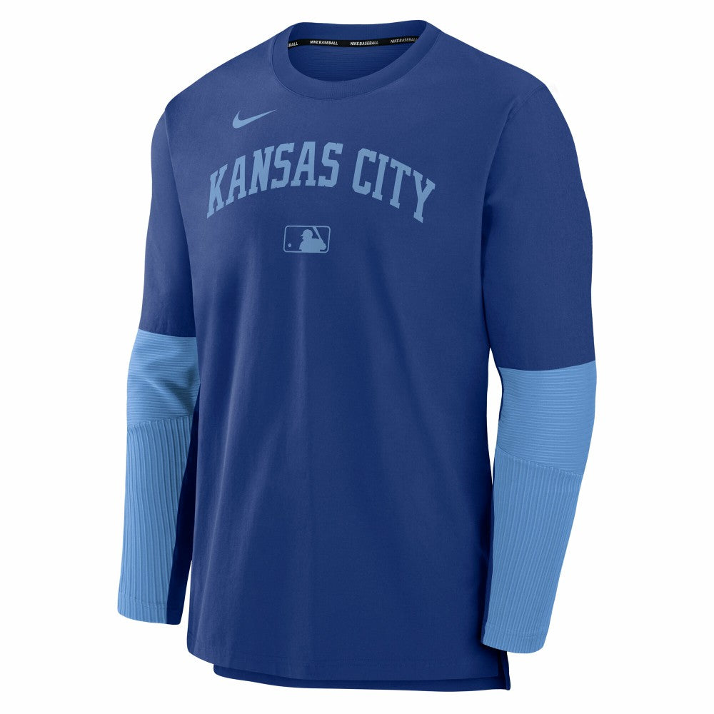 Kansas City Royals Nike Authentic Collection Player Dri-FIT Lightweight Pullover  - Royal/Light Blue Pullover