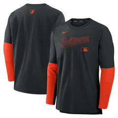 Baltimore Orioles Nike Authentic Collection Player Dri-FIT Lightweight Pullover  - Black/Orange Pullover
