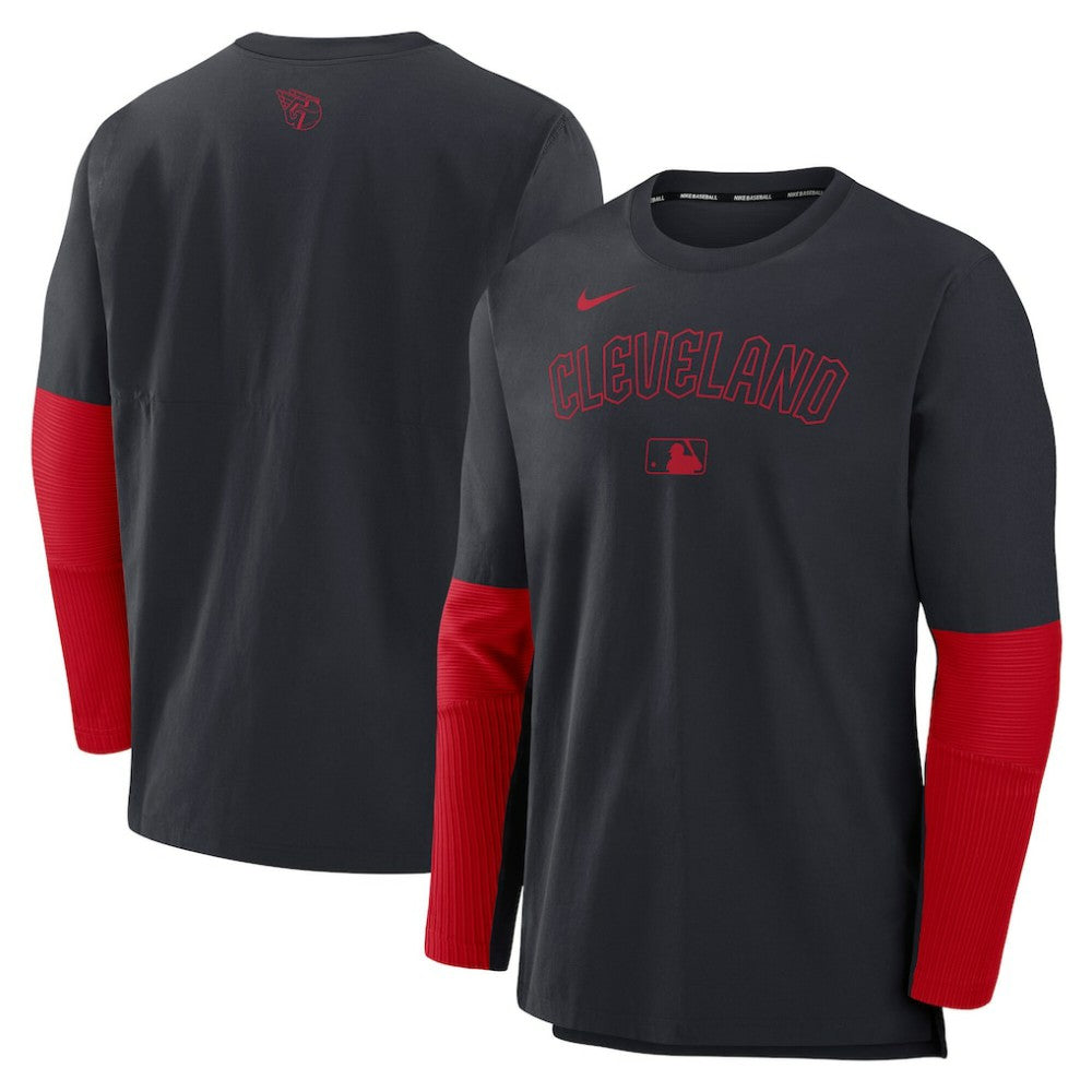 Cleveland Guardians Nike Authentic Collection Player Dri-FIT Lightweight Pullover  - Navy/Red Pullover