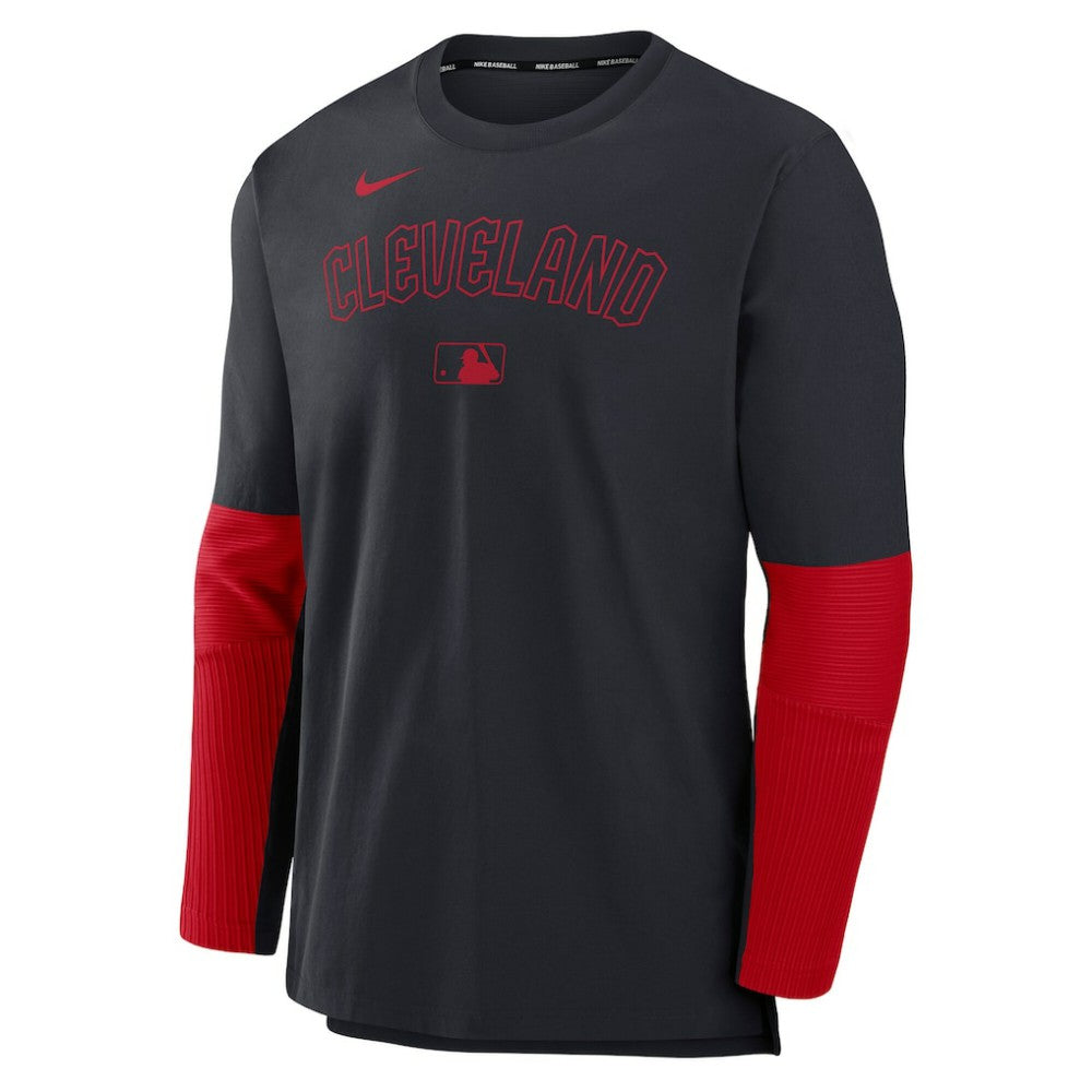 Cleveland Guardians Nike Authentic Collection Player Dri-FIT Lightweight Pullover  - Navy/Red Pullover