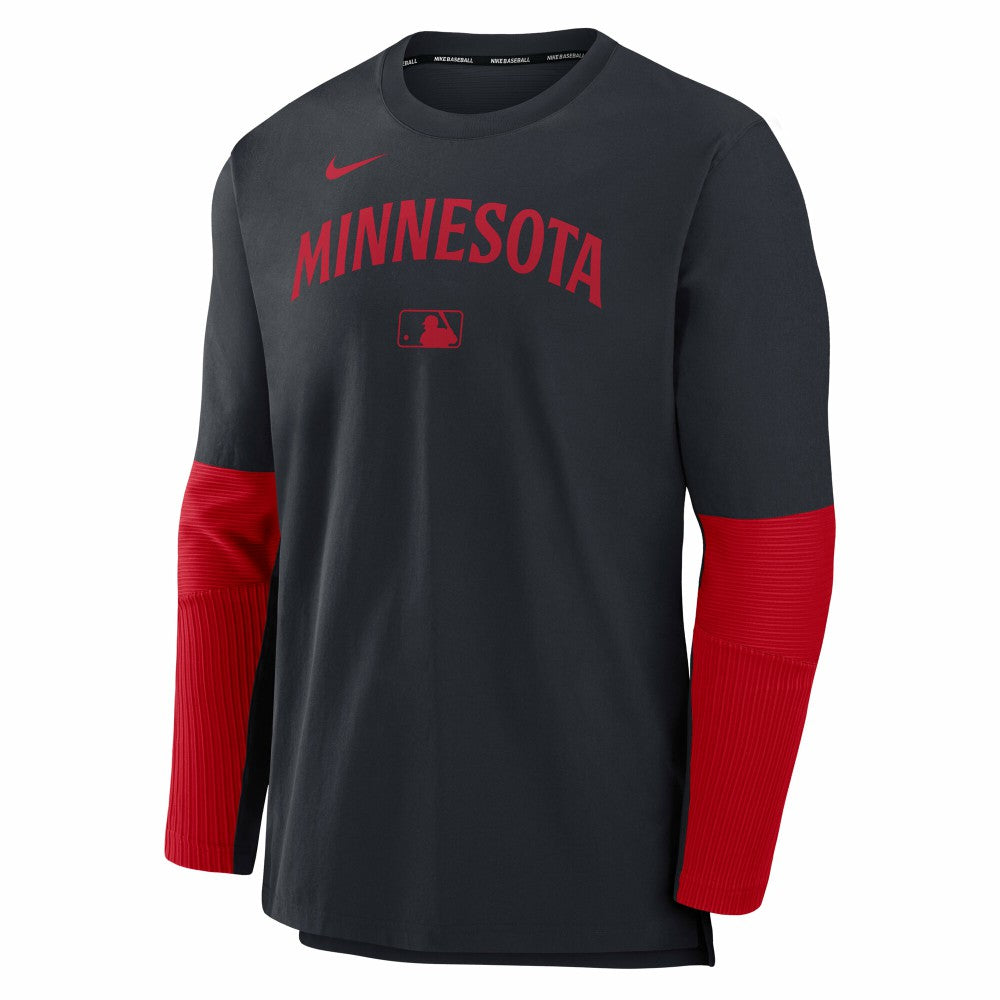 Minnesota Twins Nike Authentic Collection Player Dri-FIT Lightweight Pullover  - Navy/Red Pullover