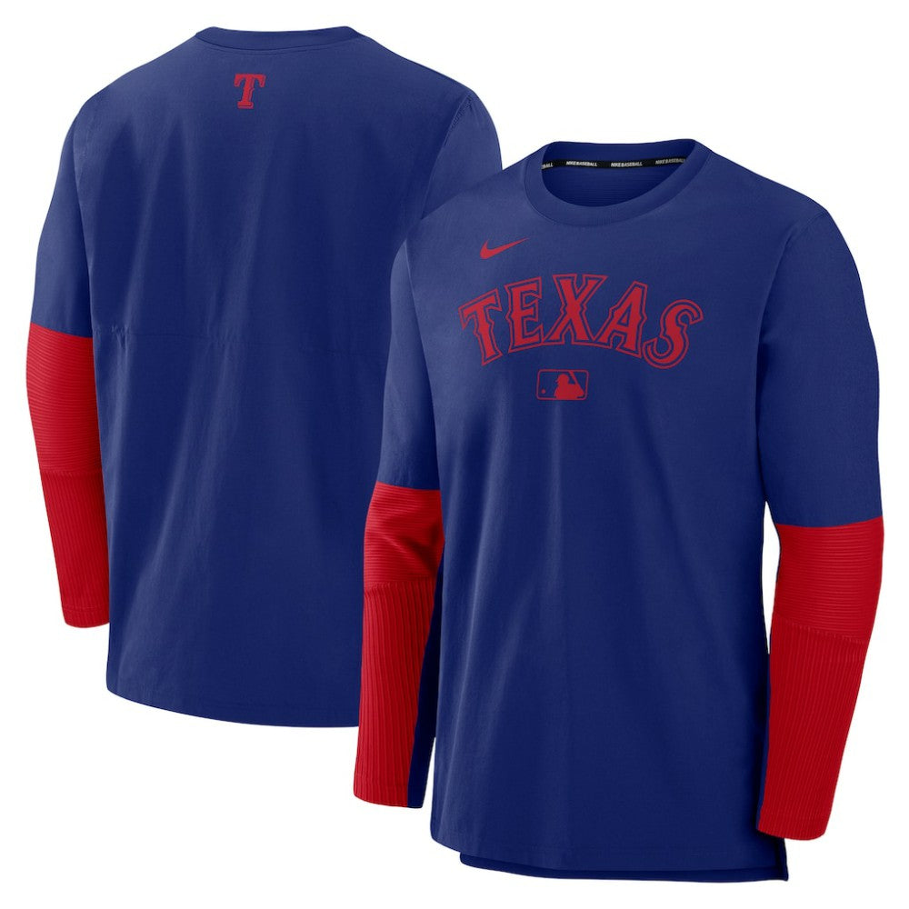 Texas Rangers Nike Authentic Collection Player Dri-FIT Lightweight Pullover  - Royal/Red Pullover